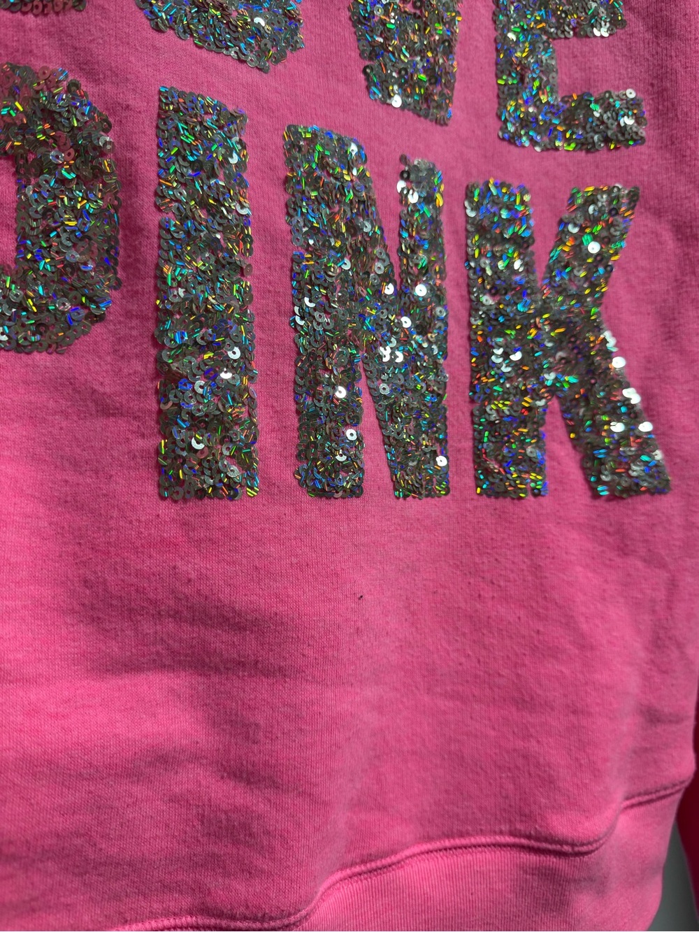 PINK Victoria's Secret Girls' coral Sequin 'LOVE PINK' Hoodie - Picture 4 of 5